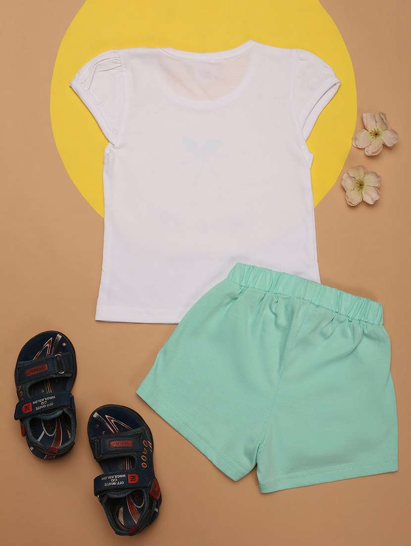 white printed detailed top & shorts set - 20948798 -  Standard Image - 1