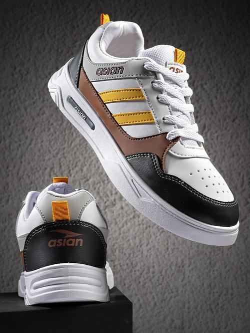 white colourblock detailed lace up sneakers - 20948831 - Standard Image - 0