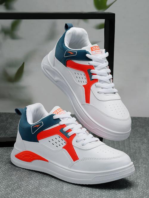 white colourblock detailed lace up sneakers - 20948845 - Standard Image - 0