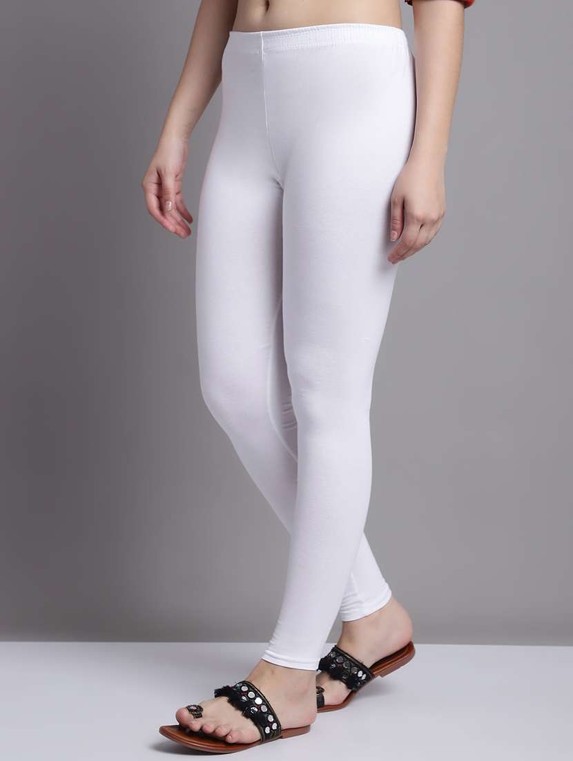 white cotton lycra leggings - 20948849 -  Standard Image - 1