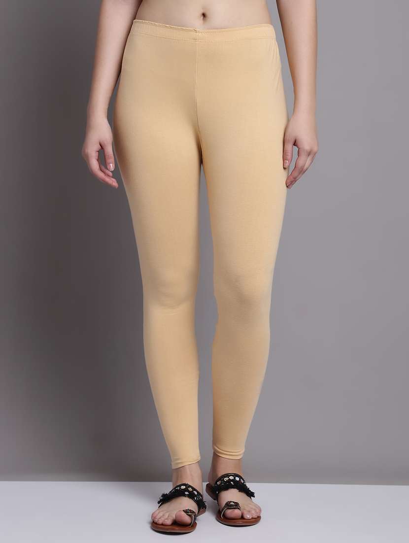 beige cotton lycra leggings
