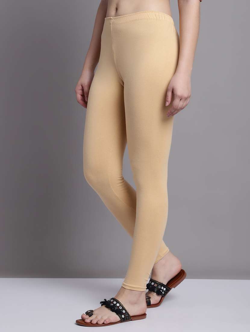 beige cotton lycra leggings - 20948854 -  Standard Image - 1