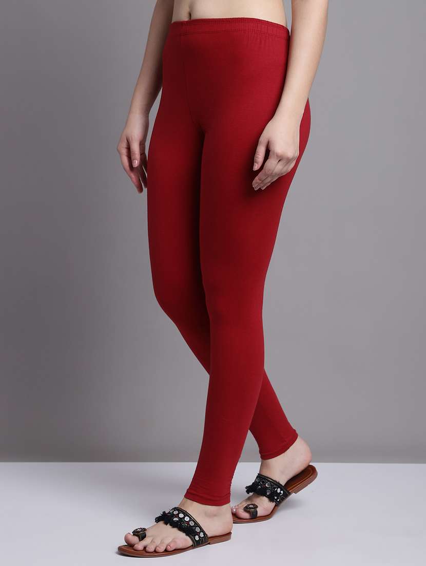 maroon cotton lycra leggings - 20948856 -  Standard Image - 1