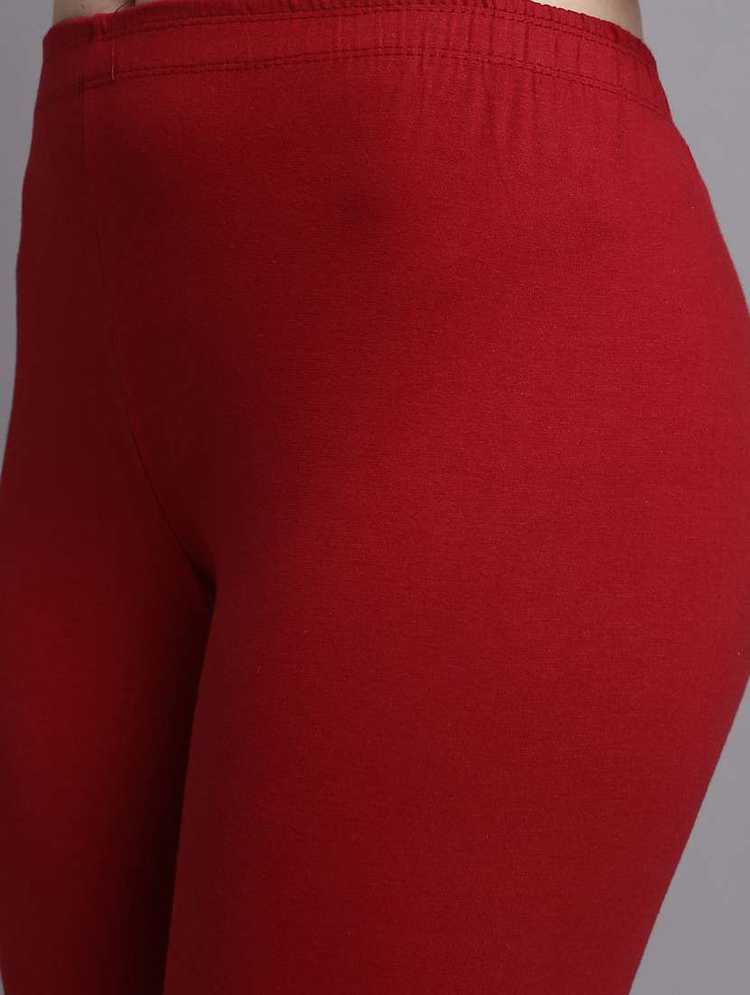 maroon cotton lycra leggings - 20948856 -  Standard Image - 4