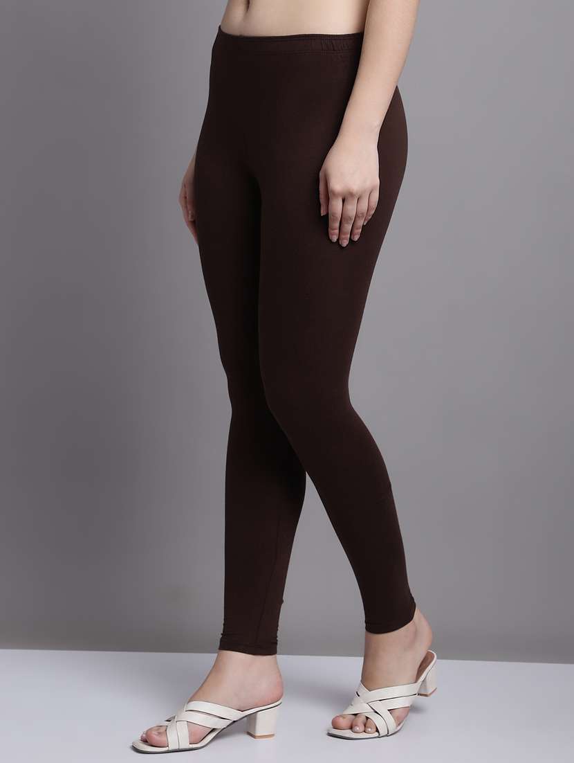 brown cotton lycra leggings - 20948859 -  Standard Image - 1