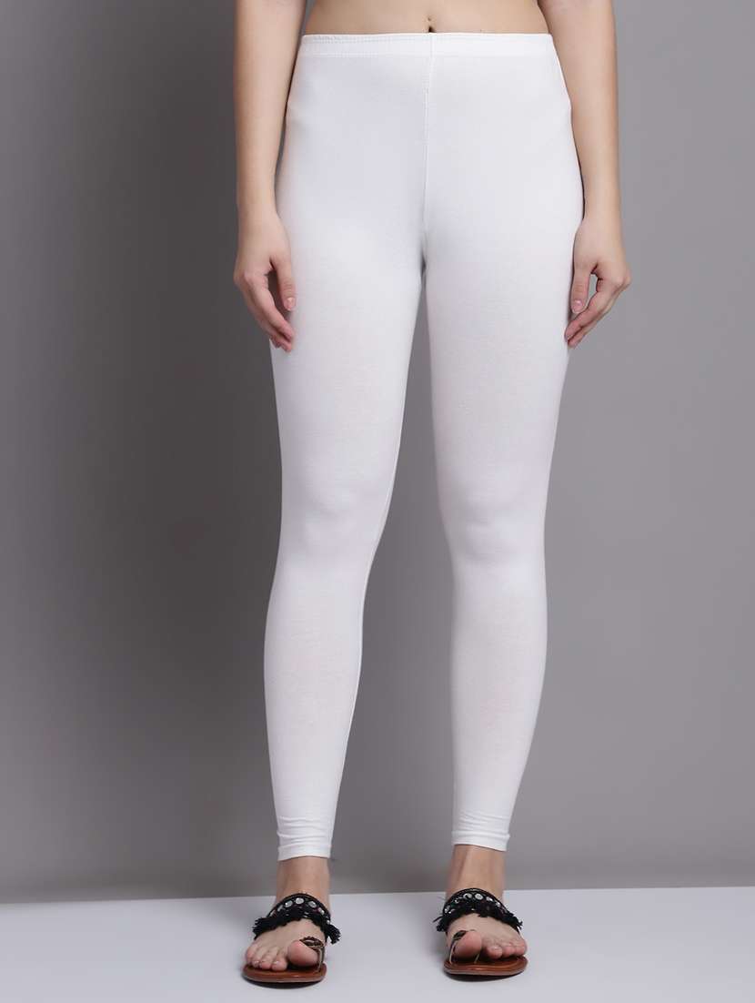 off white cotton lycra leggings