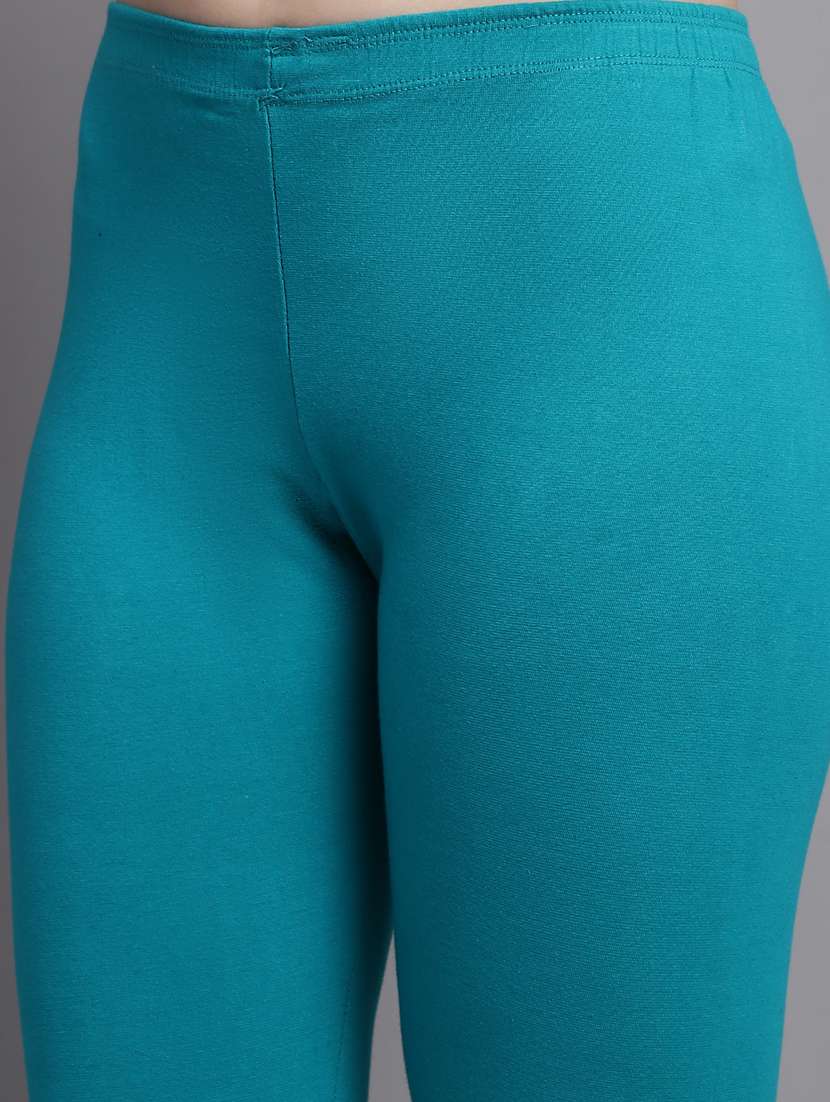 turquoise cotton lycra leggings - 20948863 -  Standard Image - 4