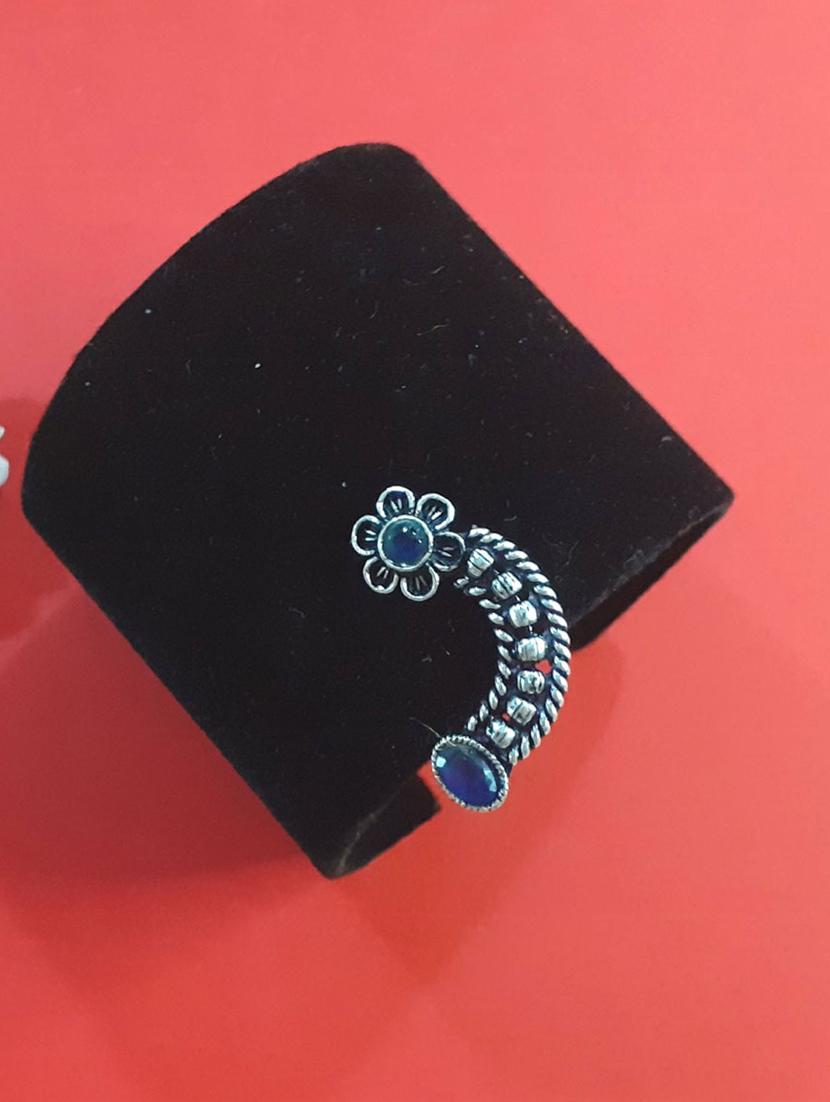 blue silver plated nose pin - 20948865 -  Standard Image - 1