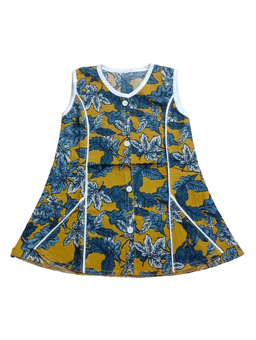 mustard floral printed frock