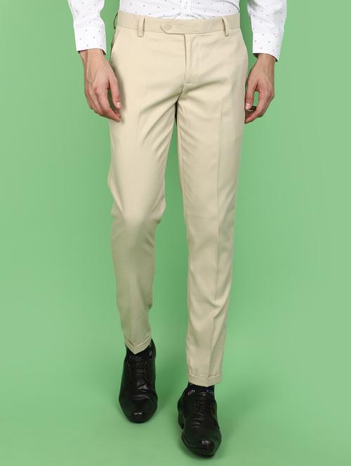 men solid slim fit formal trouser - 20951190 - Standard Image - 0