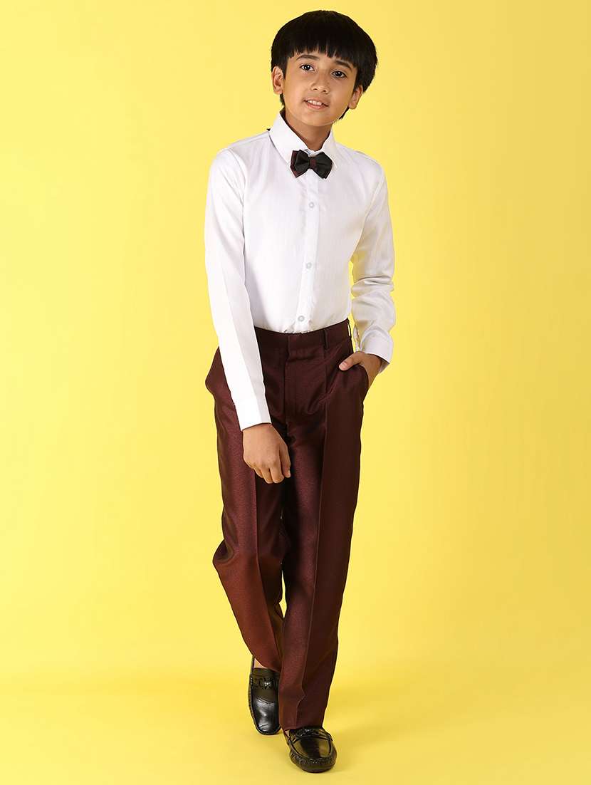 boys maroon solid suit set - 20951204 -  Standard Image - 4