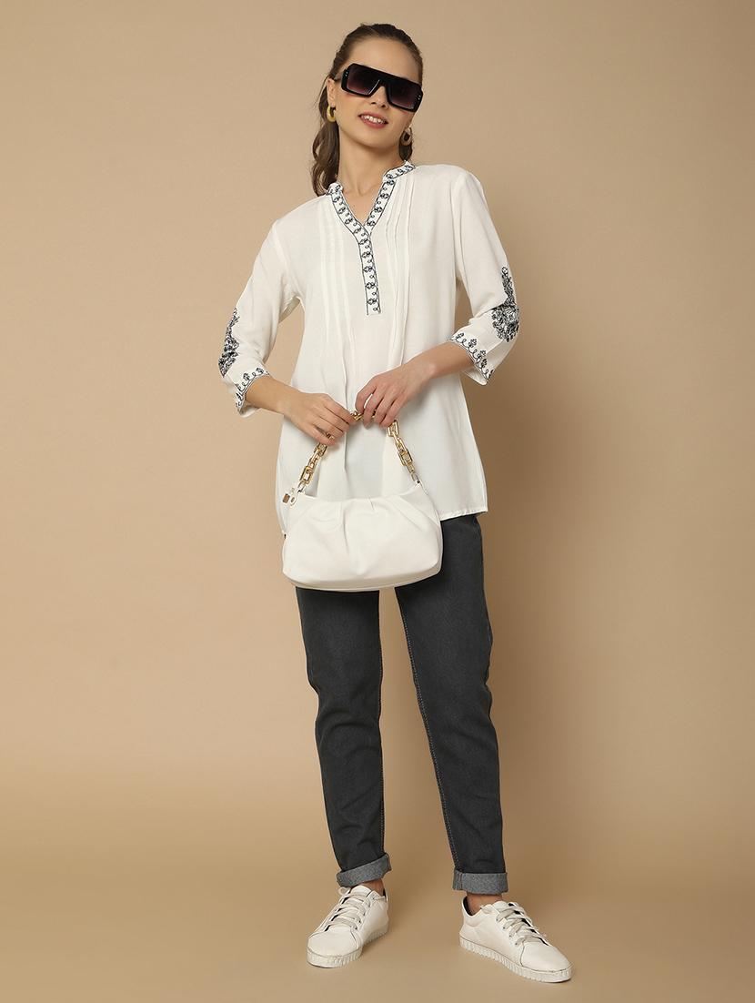 women embroidered mandarin neck tunic - 20951248 - Standard Image - 4