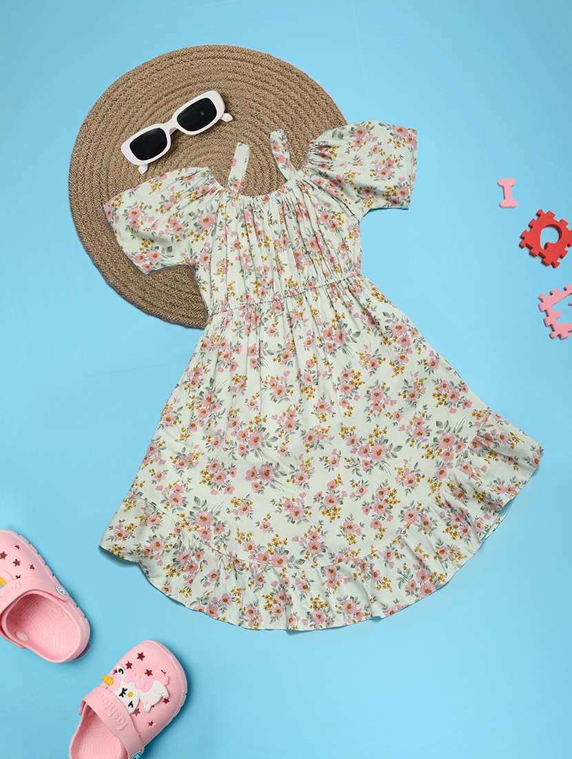 girls light green printed frock - 20951265 -  Standard Image - 1