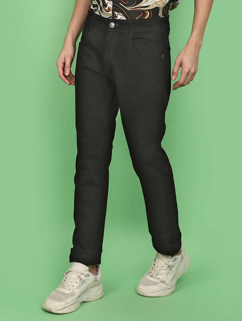 men solid black slim fit jeans - 20951267 -  Standard Image - 1