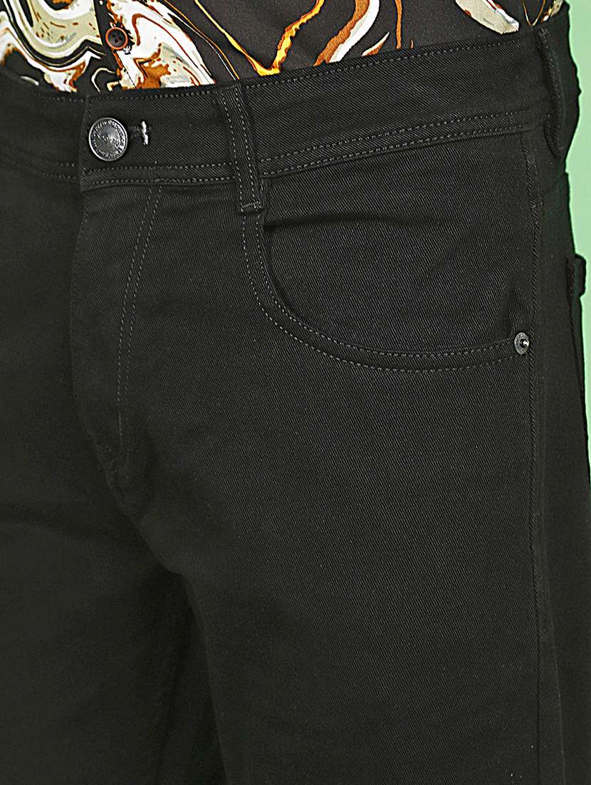 men solid black slim fit jeans - 20951267 -  Standard Image - 4