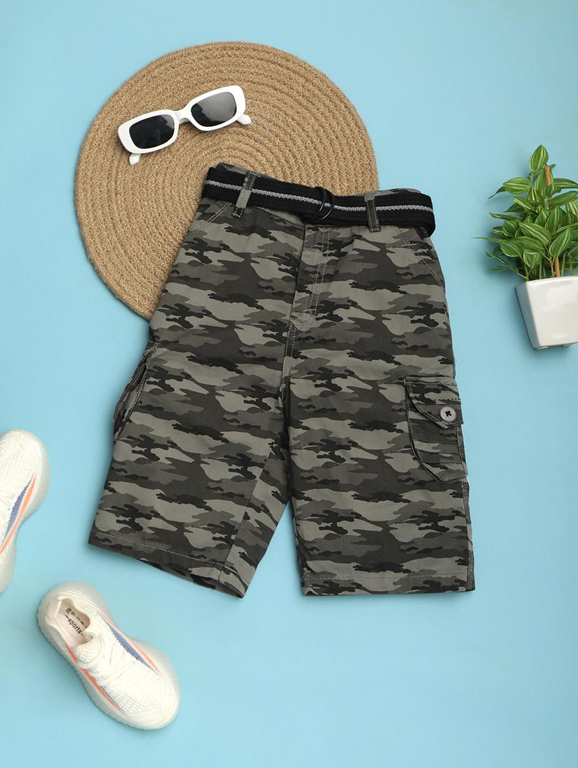 kids grey printed detailed shorts - 20951279 -  Zoom Image - 0