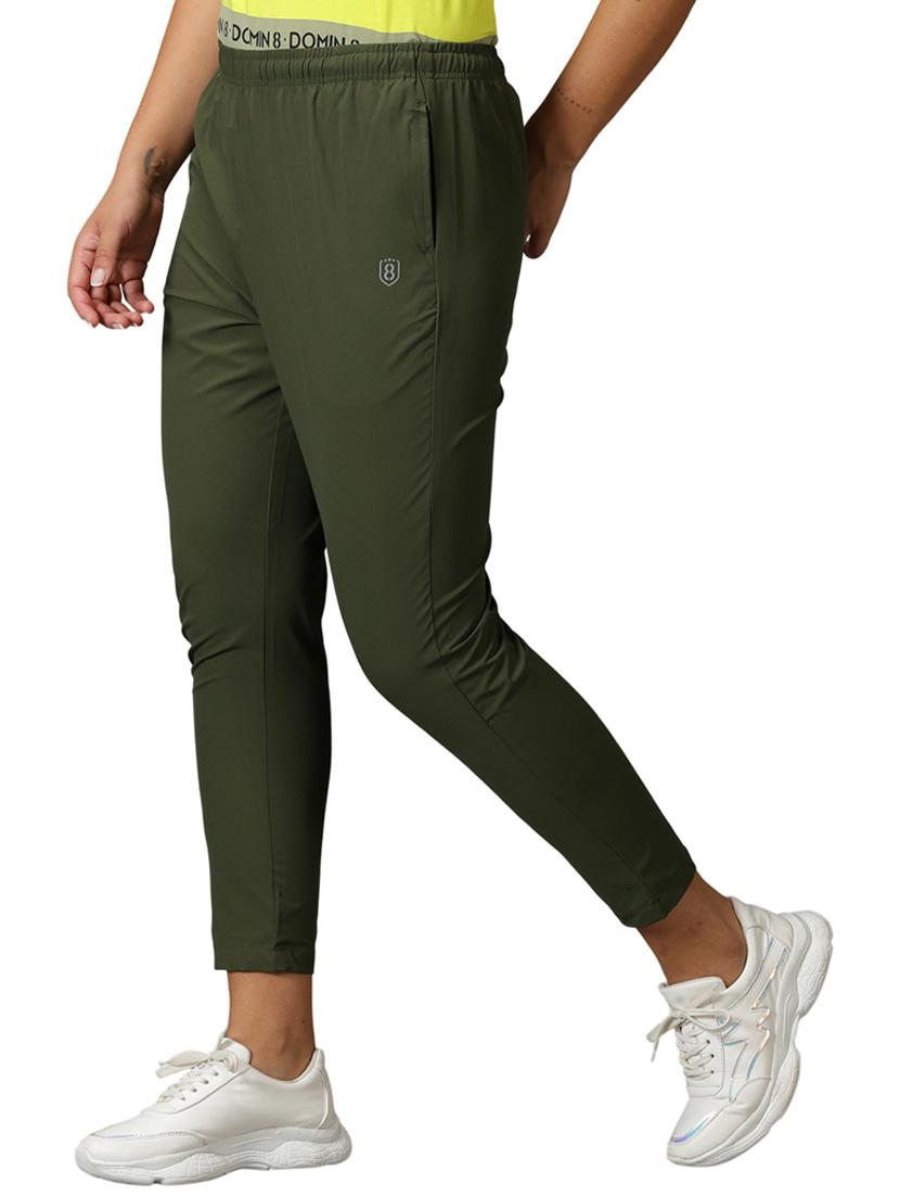 women olive solid track pant - 20951894 - Standard Image - 1