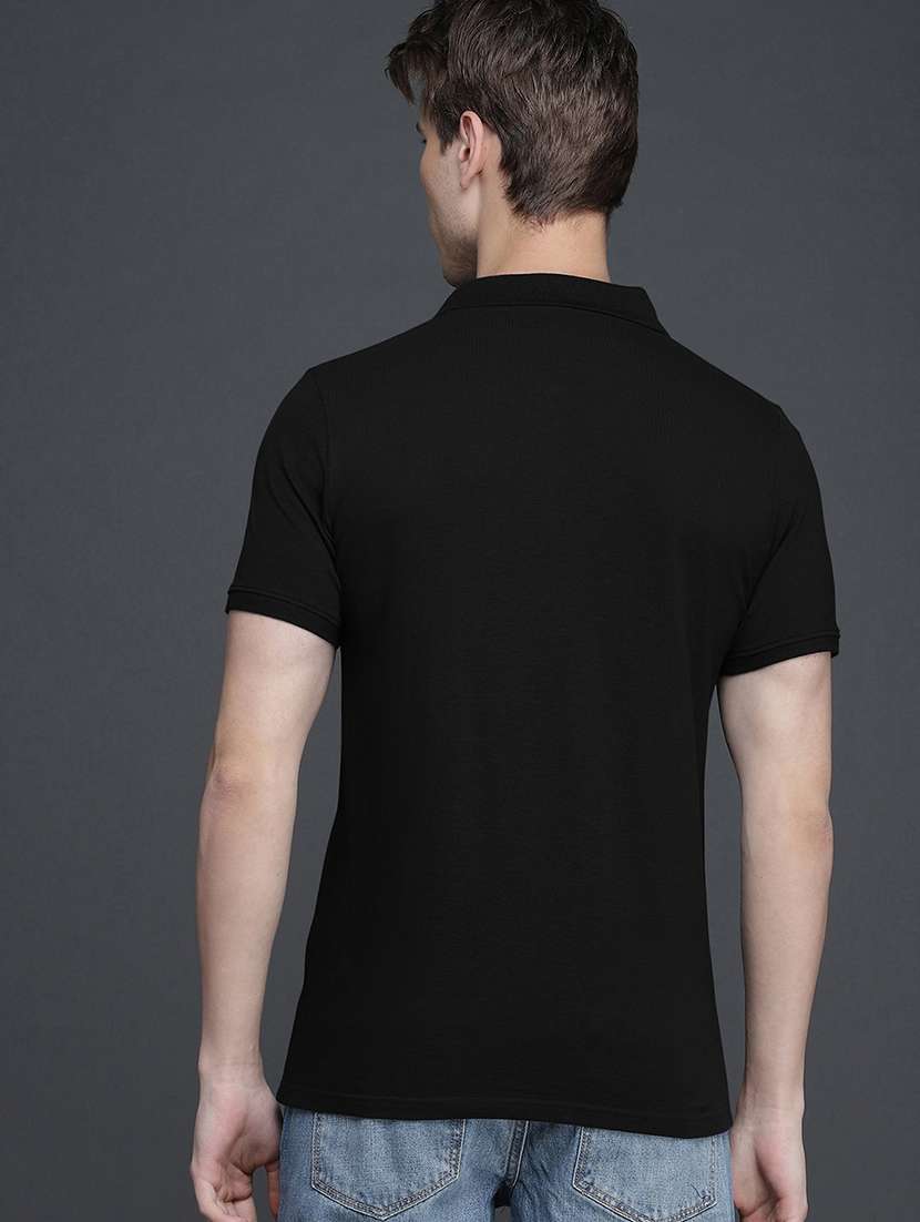 black cotton blend plain tshirt - 20952040 -  Standard Image - 1