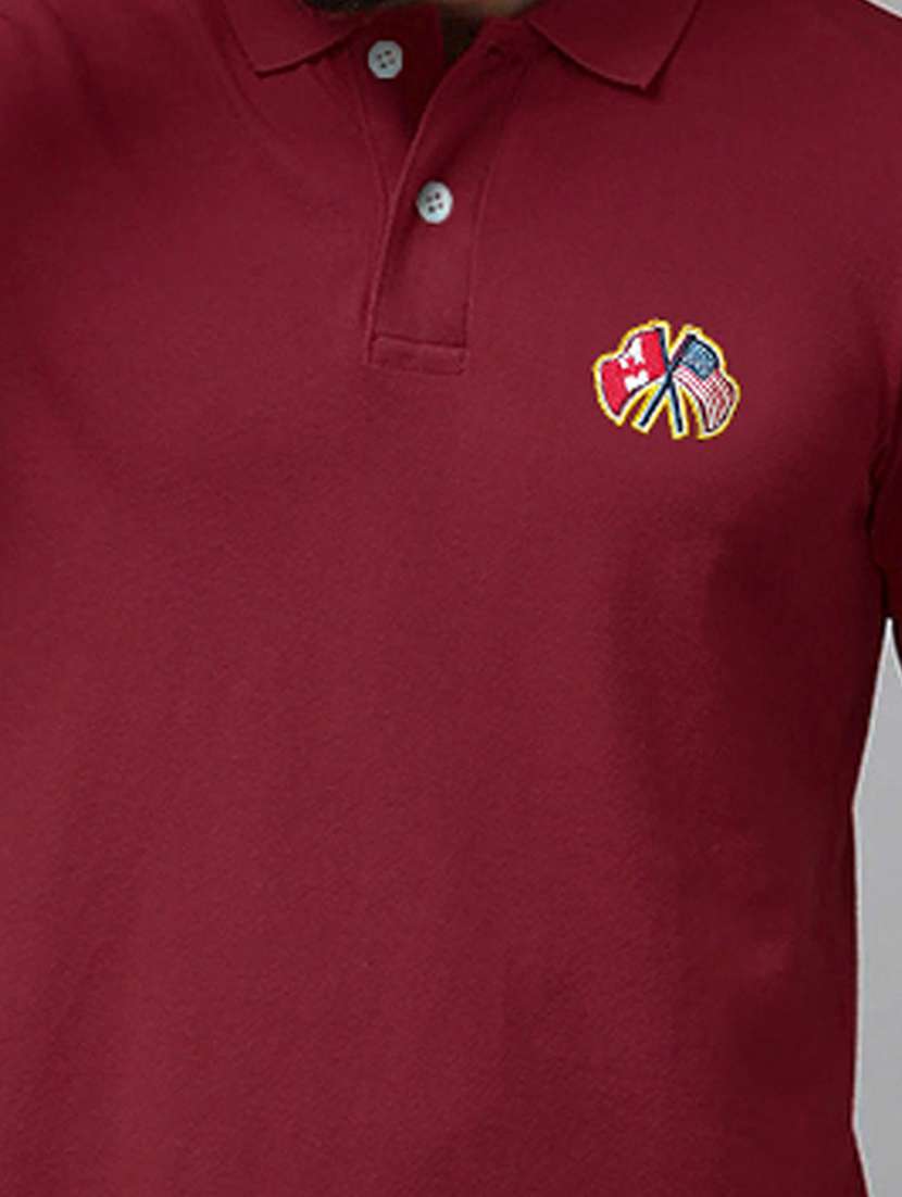 maroon cotton blend plain tshirt - 20952059 -  Standard Image - 4
