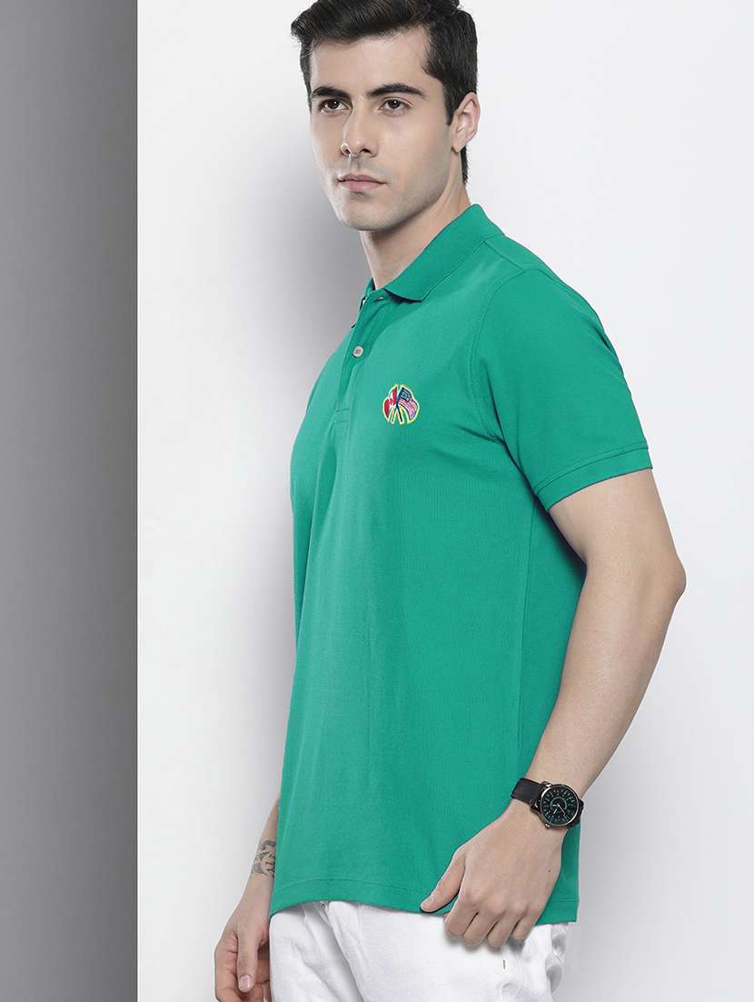 green cotton blend plain tshirt - 20952063 -  Standard Image - 1