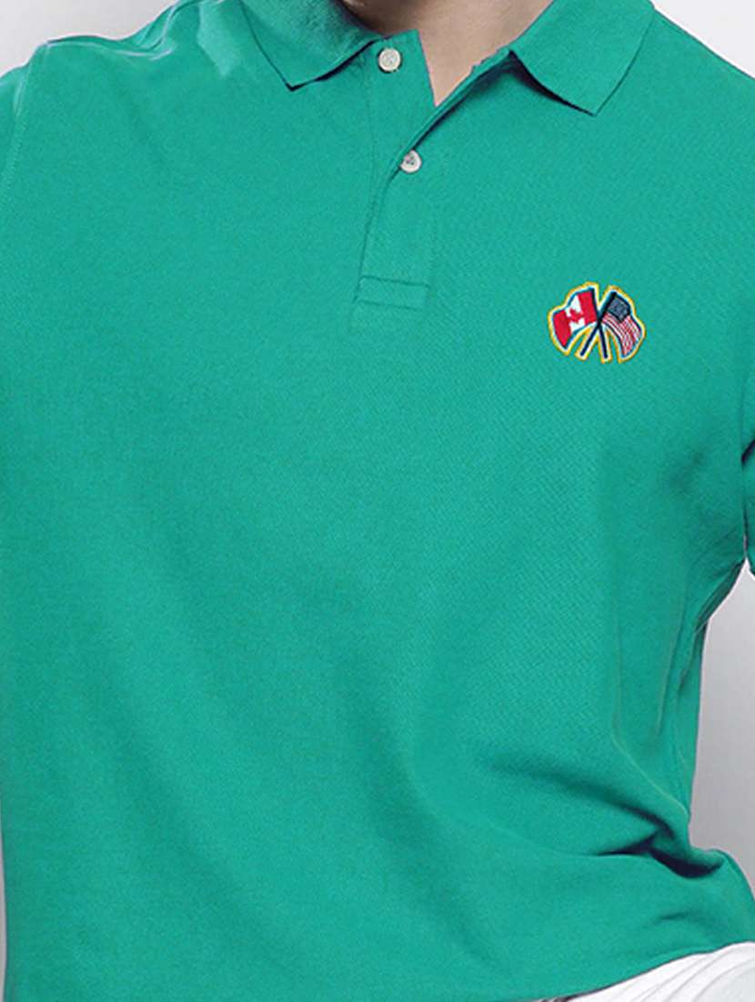 green cotton blend plain tshirt - 20952063 -  Standard Image - 4