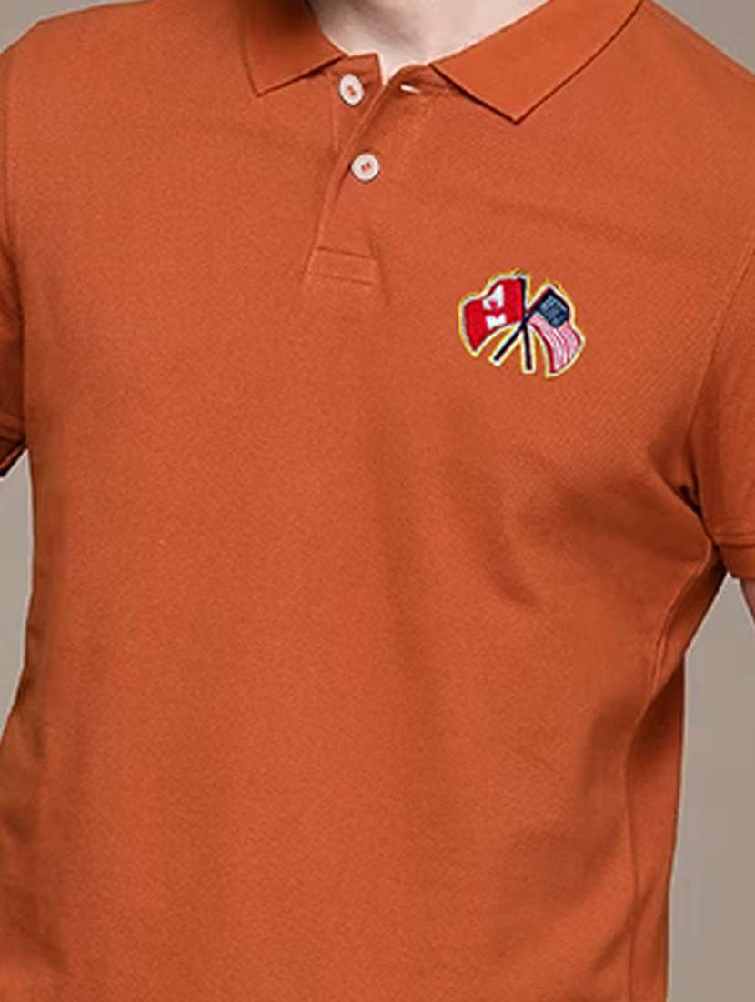 rust cotton blend plain tshirt - 20952065 -  Standard Image - 4