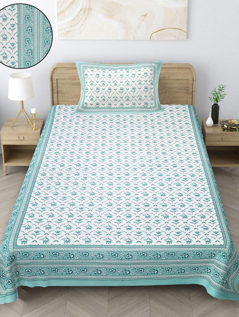 texstylers pure cotton printed single bedsheet with pillow cover - 20956514 - Standard Image - 1