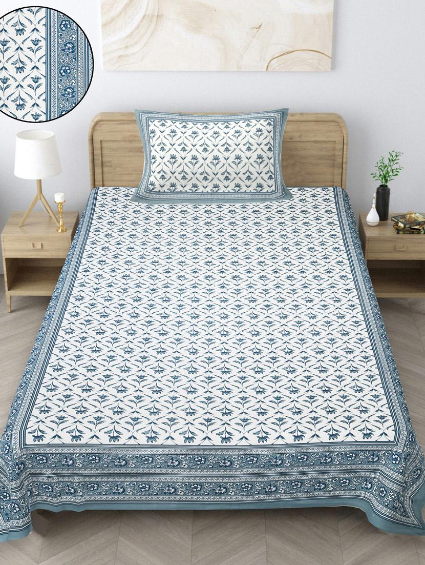 texstylers pure cotton printed single bedsheet with pillow cover - 20956516 - Standard Image - 1