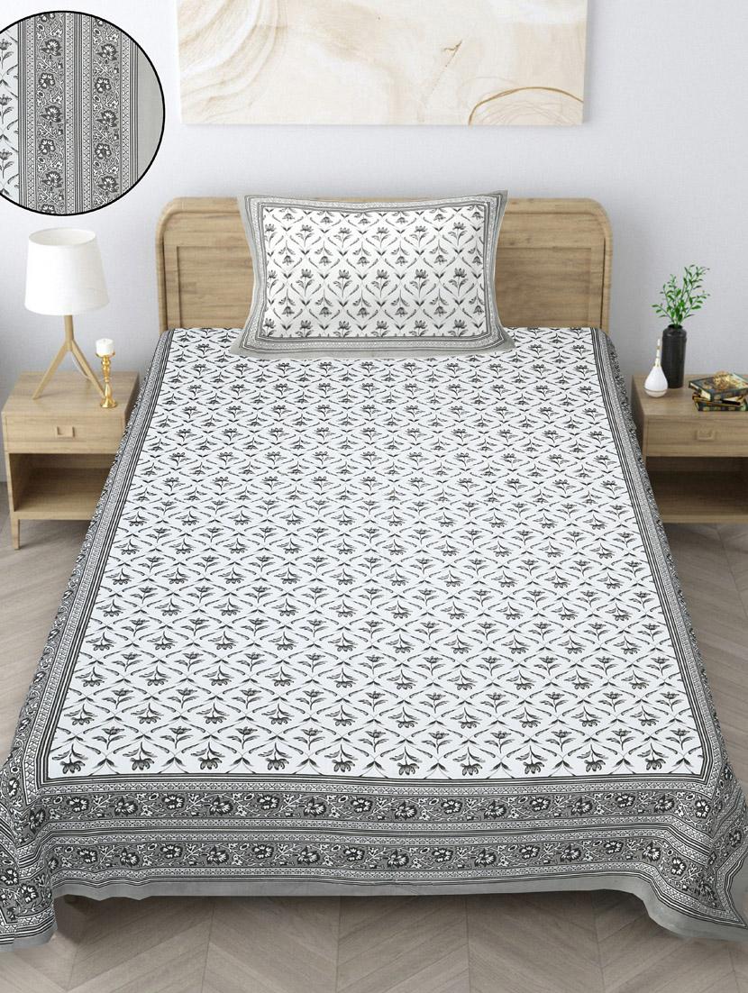 texstylers pure cotton printed single bedsheet with pillow cover - 20956517 - Standard Image - 1