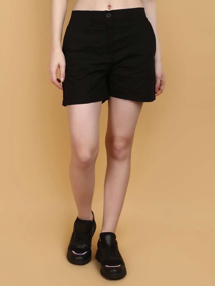black solid cotton short
