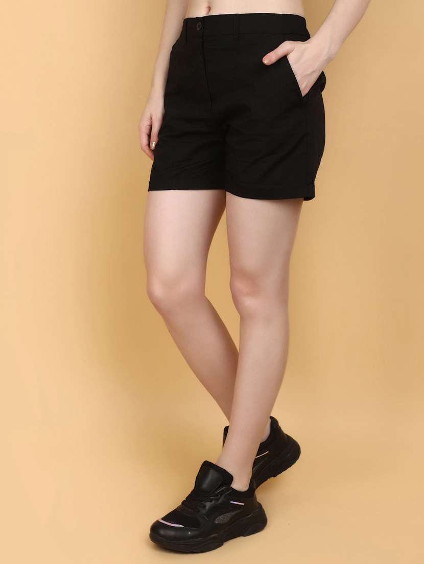 black solid cotton short - 20957413 -  Standard Image - 1