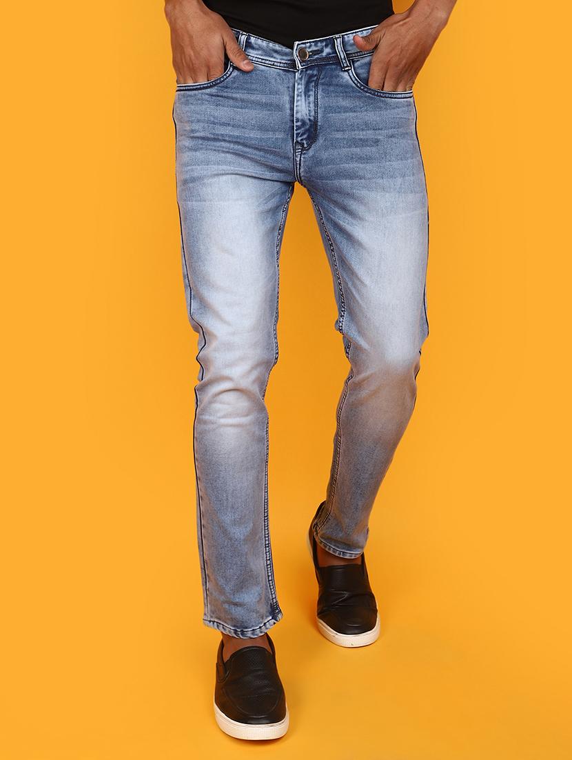 men mid rise washed denim jeans