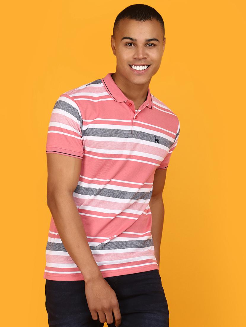 men polo neck striped t-shirt - 20957557 - Standard Image - 1