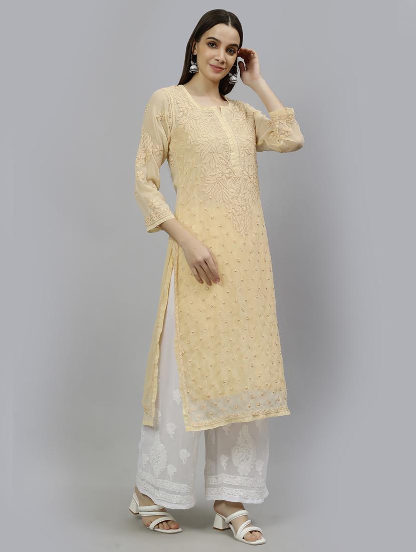 women three quarter sleeve straight kurta - 20957564 -  Standard Image - 1