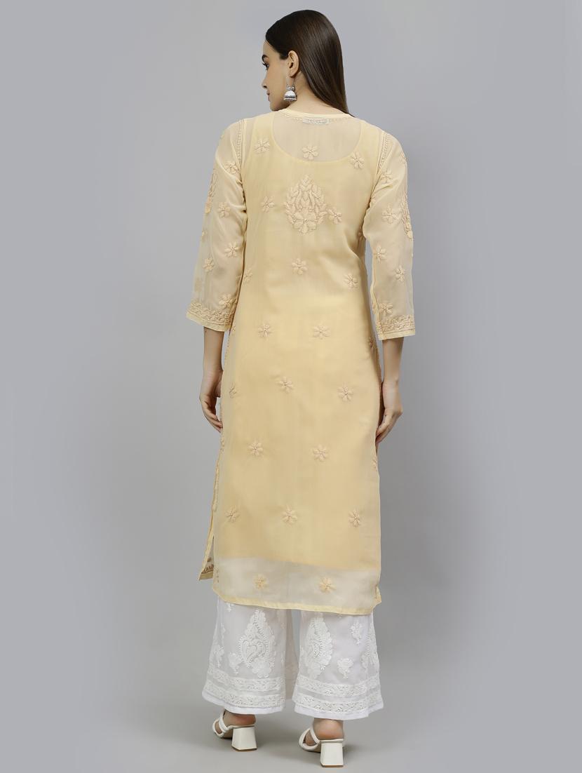 women three quarter sleeve straight kurta - 20957564 - Standard Image - 4