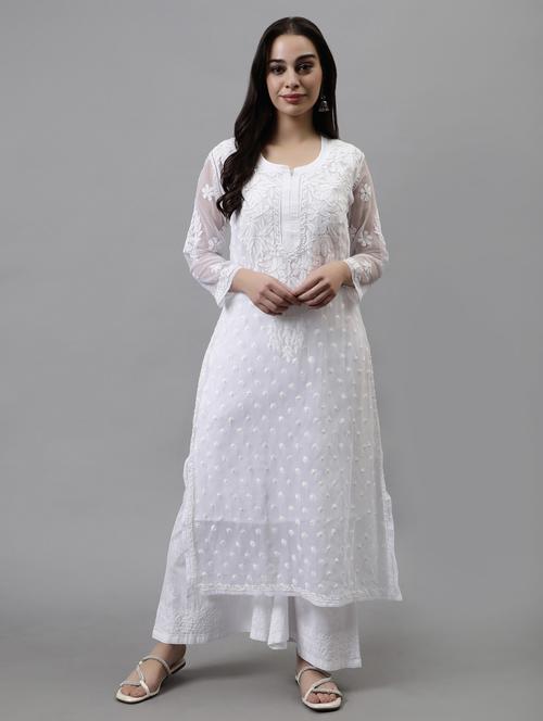 women three quarter sleeve straight kurta - 20957565 -  Standard Image - 0