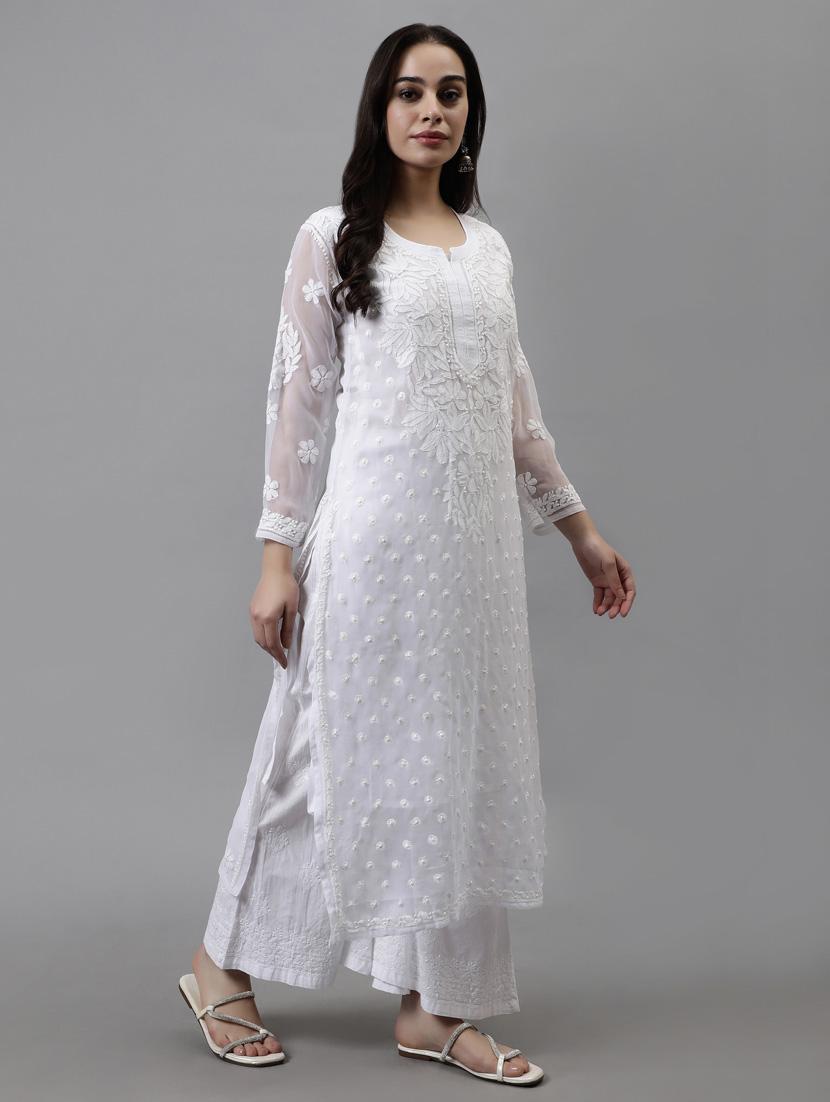 women three quarter sleeve straight kurta - 20957565 -  Standard Image - 1