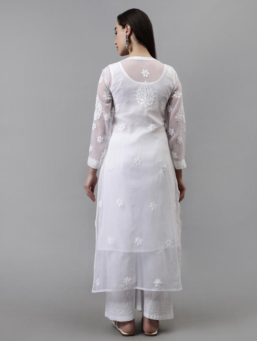 women three quarter sleeve straight kurta - 20957565 - Standard Image - 4