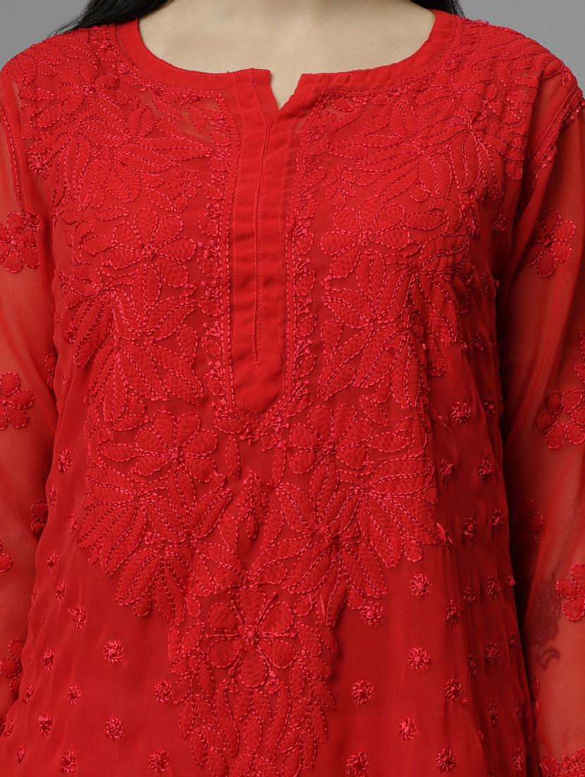women three quarter sleeve straight kurta - 20957566 - Standard Image - 6