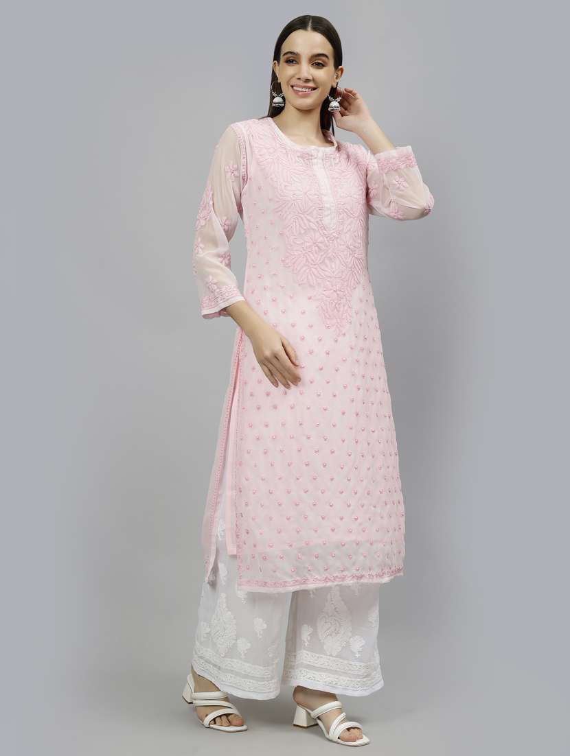 women three quarter sleeve straight kurta - 20957568 -  Standard Image - 1