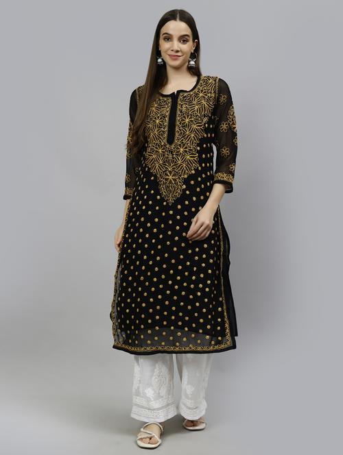 women three quarter sleeve straight kurta - 20957569 -  Standard Image - 0