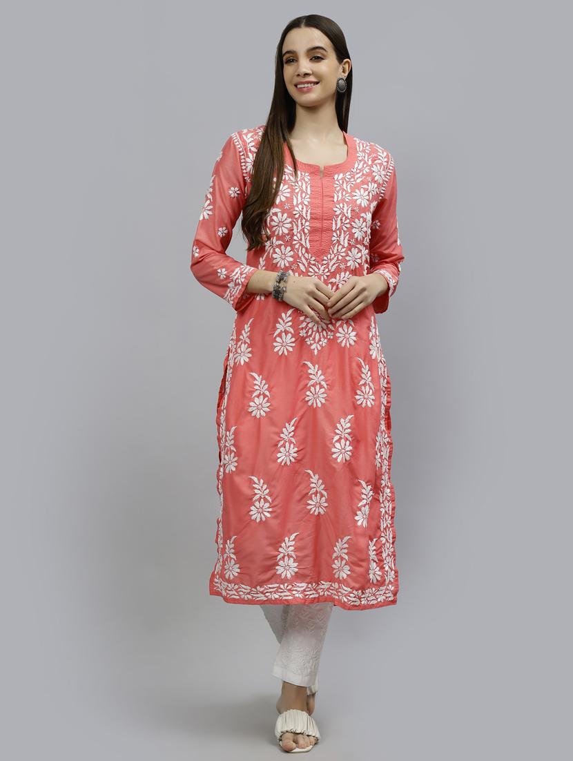women three quarter sleeve straight kurta - 20957572 -  Standard Image - 1
