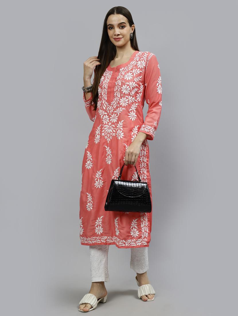 women three quarter sleeve straight kurta - 20957572 - Standard Image - 4
