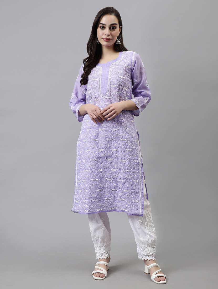 women three quarter sleeve straight kurta