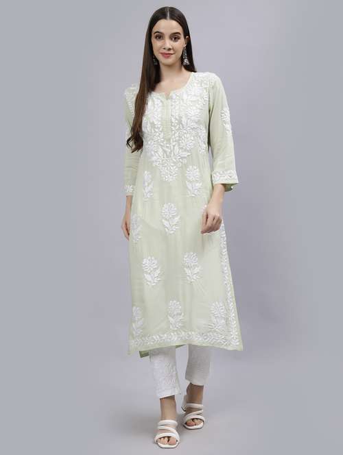 women three quarter sleeve straight kurta - 20957579 - Standard Image - 0