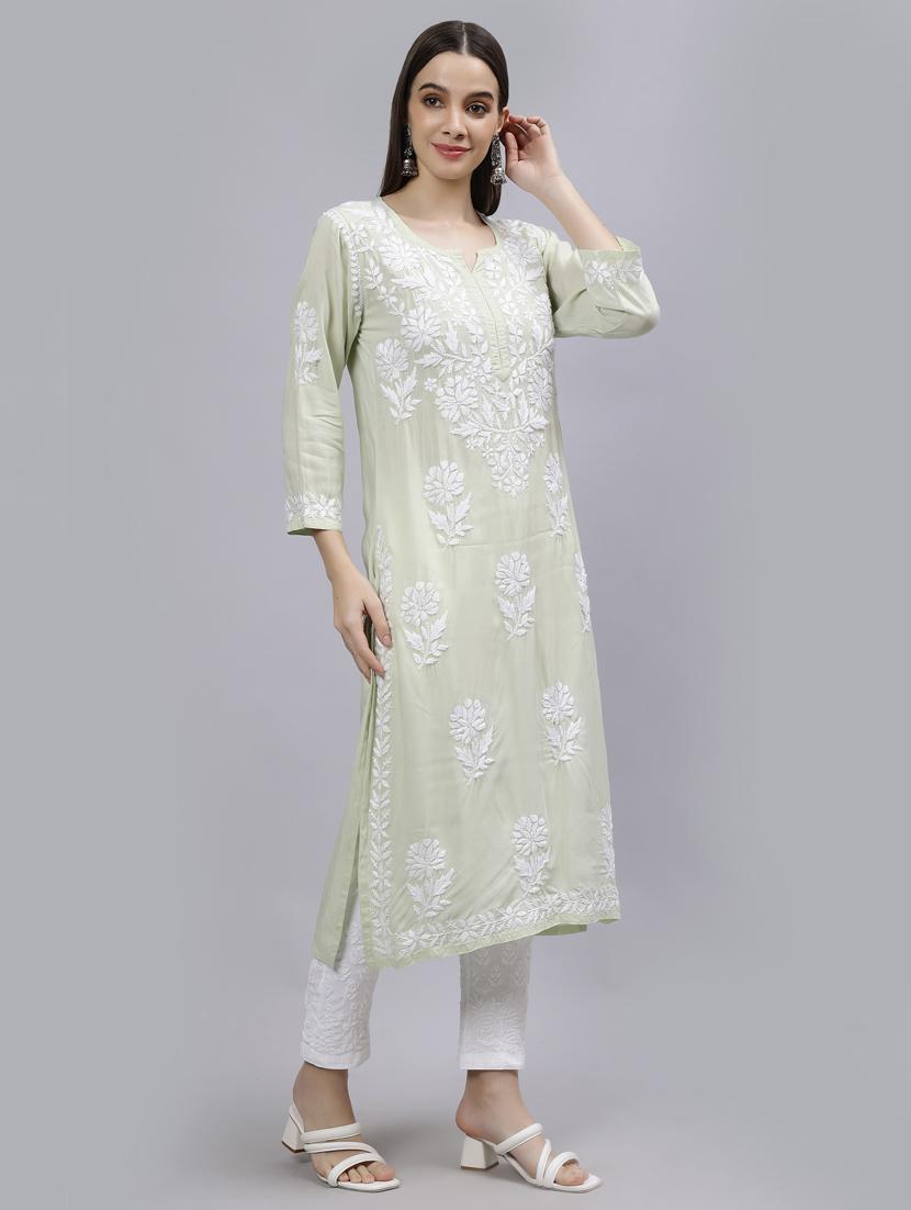 women three quarter sleeve straight kurta - 20957579 - Standard Image - 1