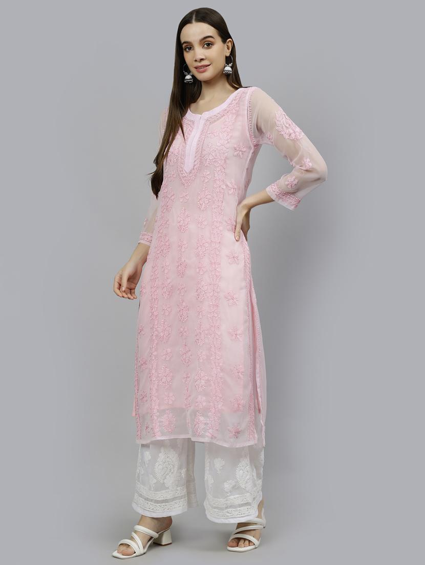 women three quarter sleeve straight kurta - 20957584 -  Standard Image - 1