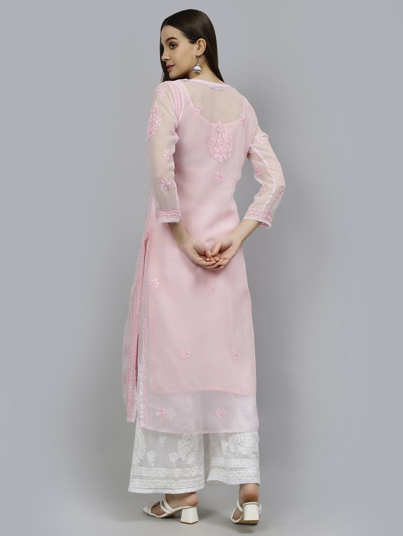 women three quarter sleeve straight kurta - 20957584 - Standard Image - 4
