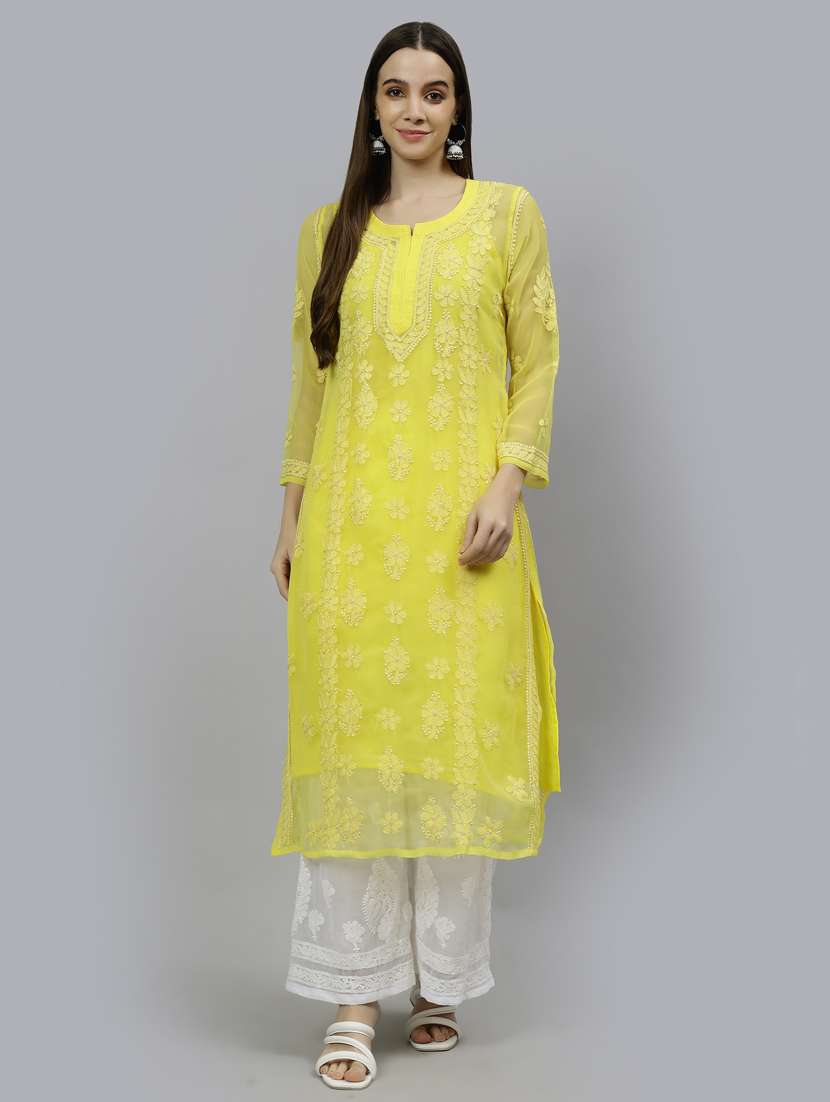 women three quarter sleeve straight kurta