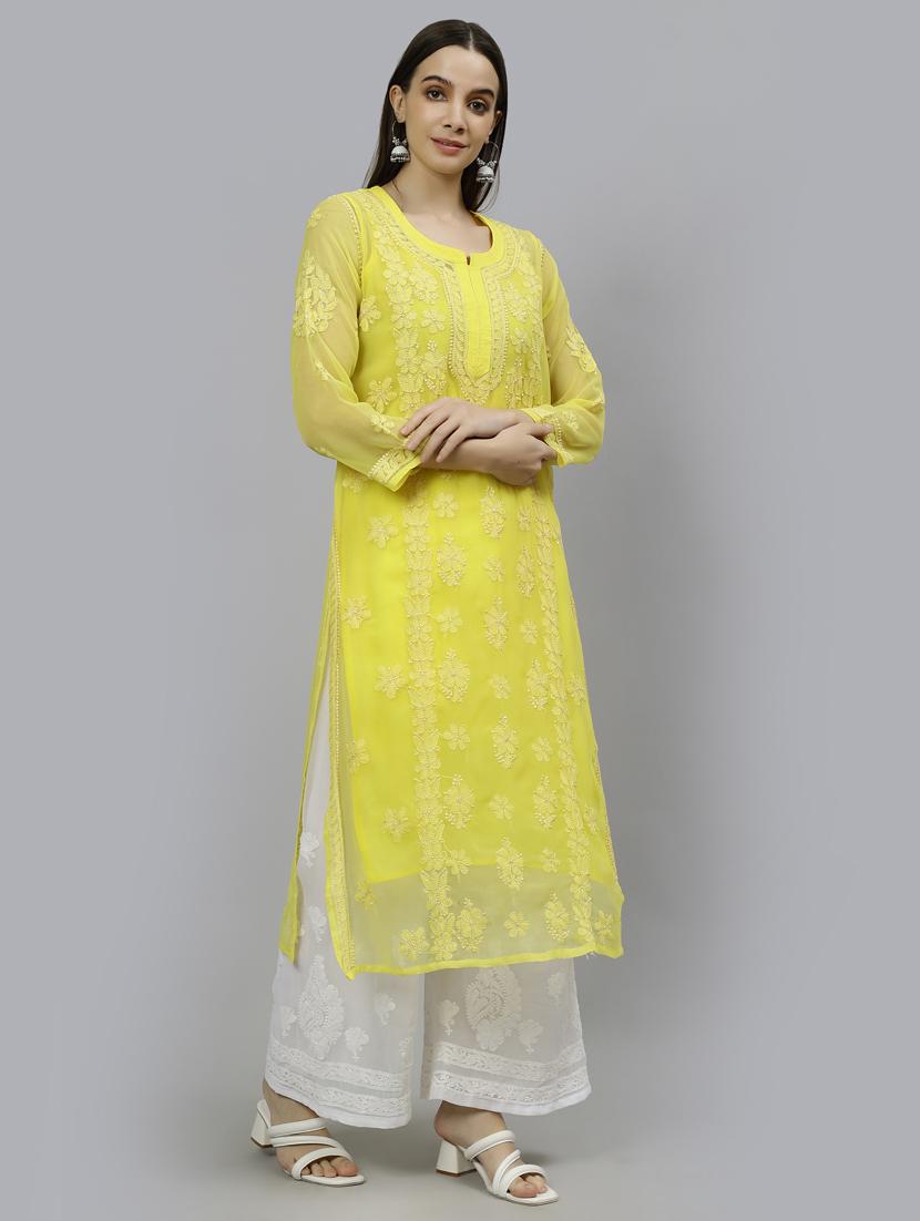 women three quarter sleeve straight kurta - 20957585 - Standard Image - 1